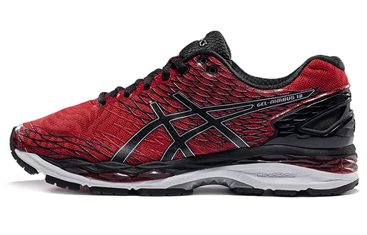 Asics GEL Nimbus 18 Fabric Comfortable Abrasion Resistant Abrasion Resistant Low top Running Shoes Men's Red Black