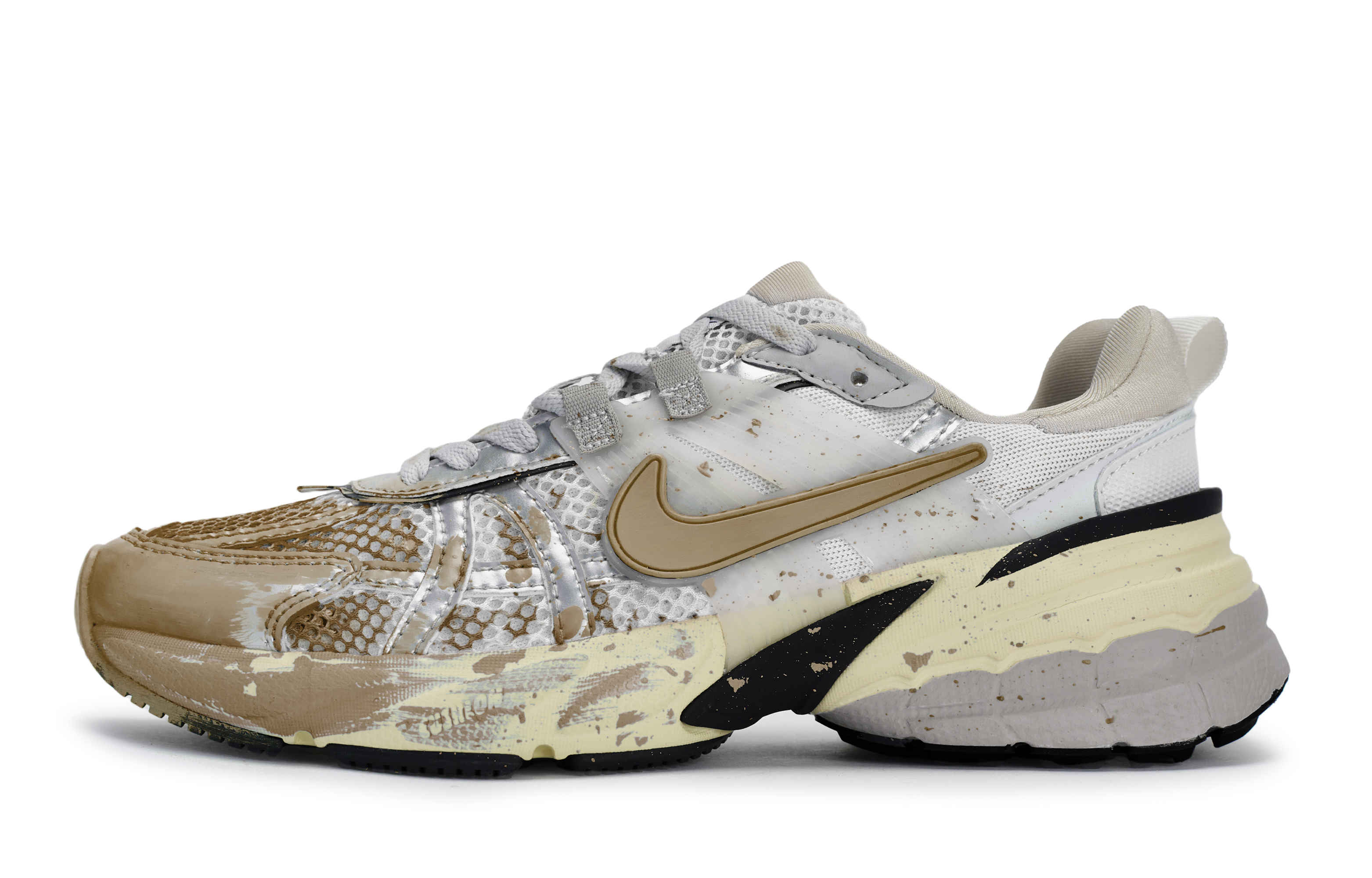 Nike V2K Run Slip Resistant Abrasion Resistant Low top Running Shoes Women’s Silver Brown