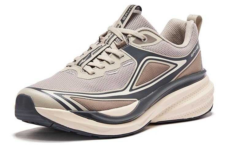 Erke Textile, Synthetic Leather Cushioning, Wear Resistant Low top Running Shoes Men’s Gray Brown