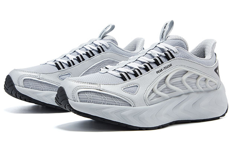 PEAK Mesh Fabric Breathable Abrasion Resistant Slip Resistant Low top Running Shoes Men’s White Gray
