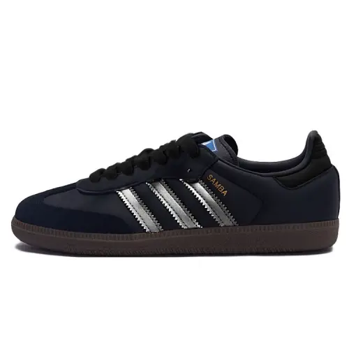 Adidas Originals SAMBA OG Slip Resistant Slip Resistant Low top Skateboard Shoes Unisex Silver Black