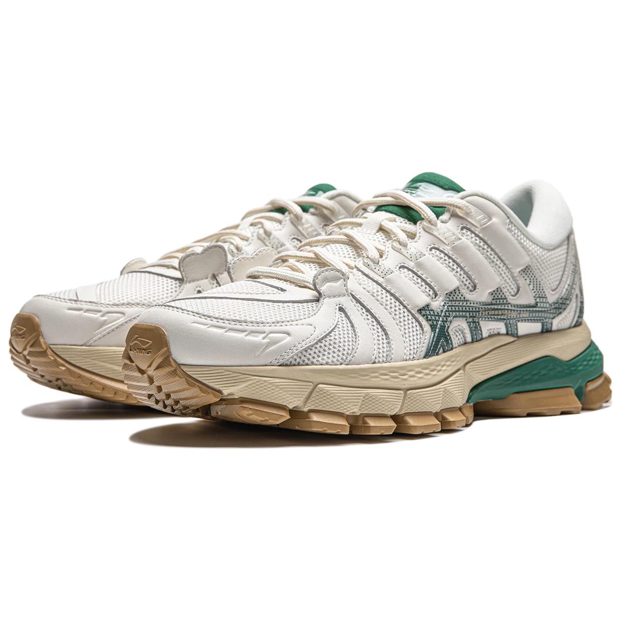 Li Ning Cushioning Abrasion Resistant Cushioning, Wear Resistant Low top Running Shoes Men’s White Green