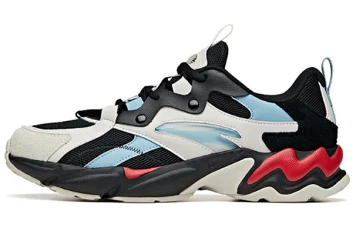 Anta Cushioning Slip Resistant Abrasion Resistant Lightweight Rebound Low top Running Shoes Men's Black Gray Red