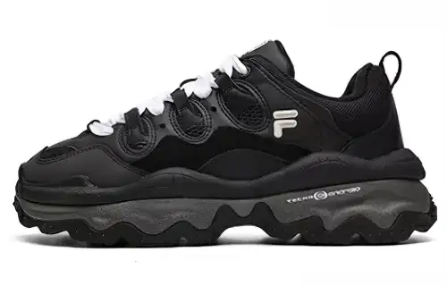 FILA FUSION QD96 Synthetic Leather Vintage Low top Chunky Sneakers Women's Black