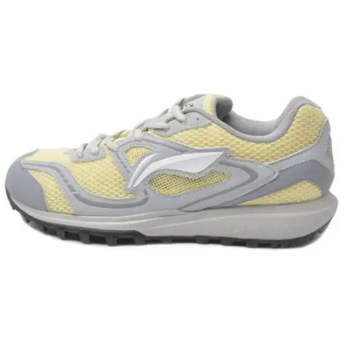 Li Ning Abrasion Resistant Low top Running Shoes Women's Gray Yellow