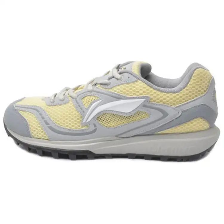 Li Ning Abrasion Resistant Low top Running Shoes Women's Gray Yellow