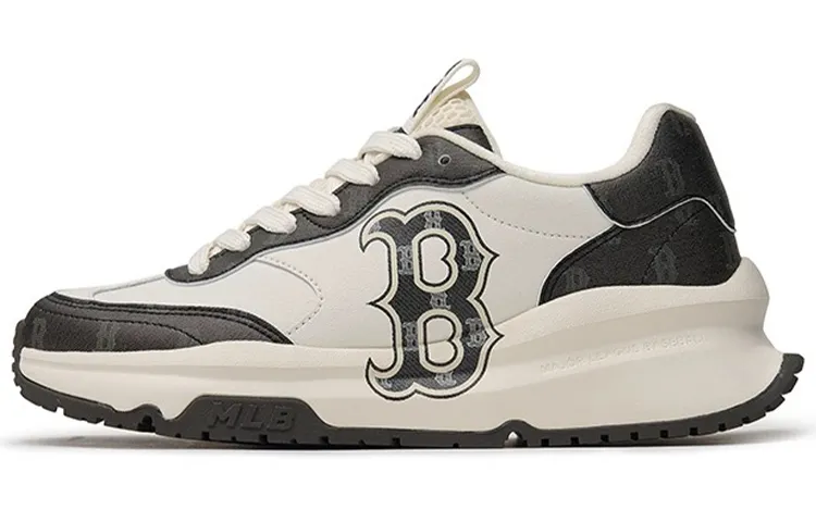 MLB Chunky Runner Slip Resistant Abrasion Resistant Low top Casual Running Shoes Unisex Black White
