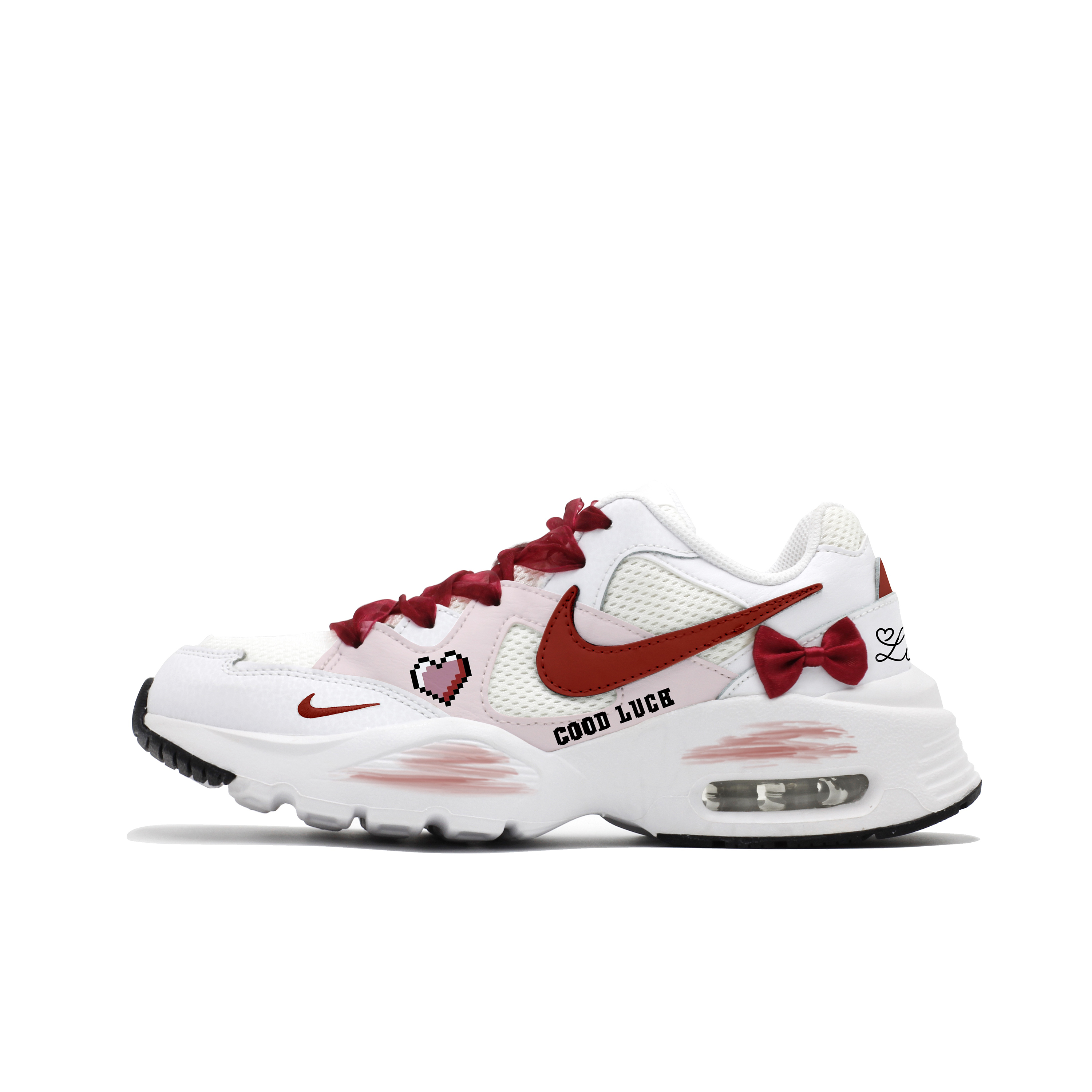 Nike Air Max Fusion Abrasion Resistant Low top Casual Running Shoes Women’s Red White