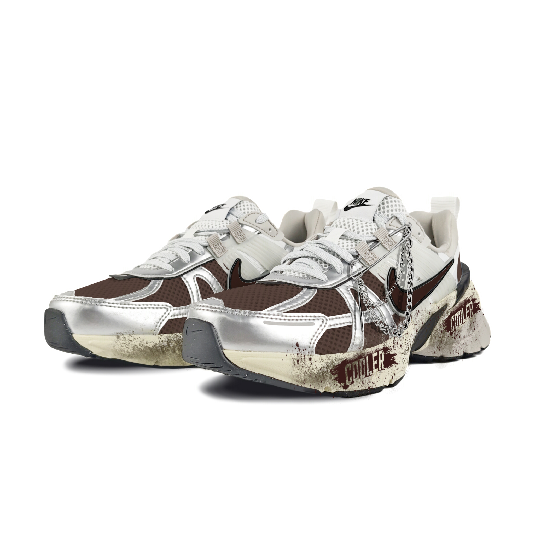 Nike V2K Run Abrasion Resistant Low top Running Shoes Women’s White Brown