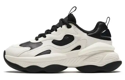 Anta Nut Shoes Cushioning, Wear Resistant Low top Chunky Sneakers Women's Black White