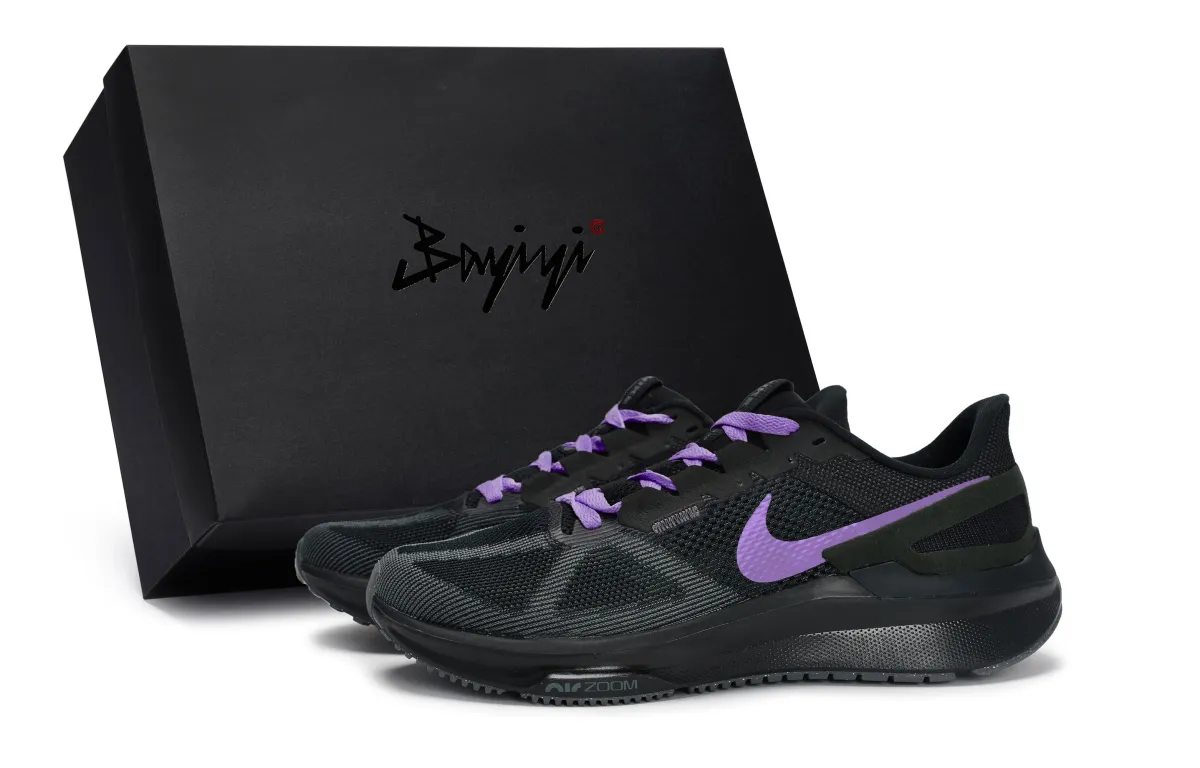 Nike Zoom Structure 25 Slip Resistant Abrasion Resistant Low top Running Shoes Men's Black Purple