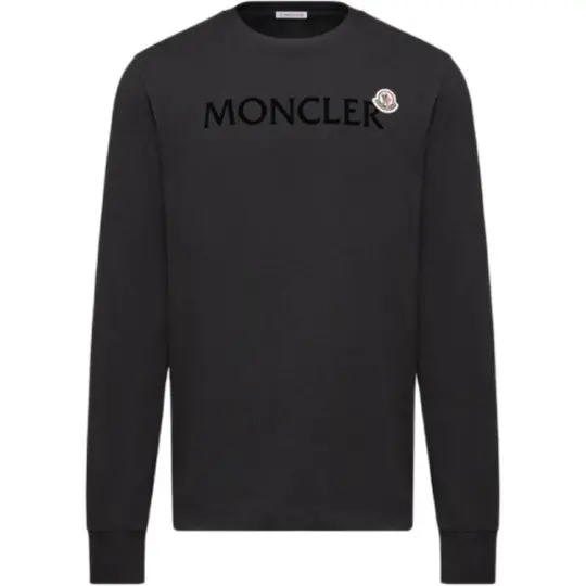 Moncler SS26 повседневная мужская толстовка с круглым вырезом и длинными рукавами с логотипом