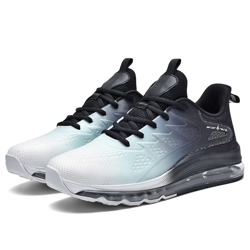 BIANSULONG Cushioning Slip Resistant Abrasion Resistant Low top Air Cushion Casual Running Shoes Men’s White Black