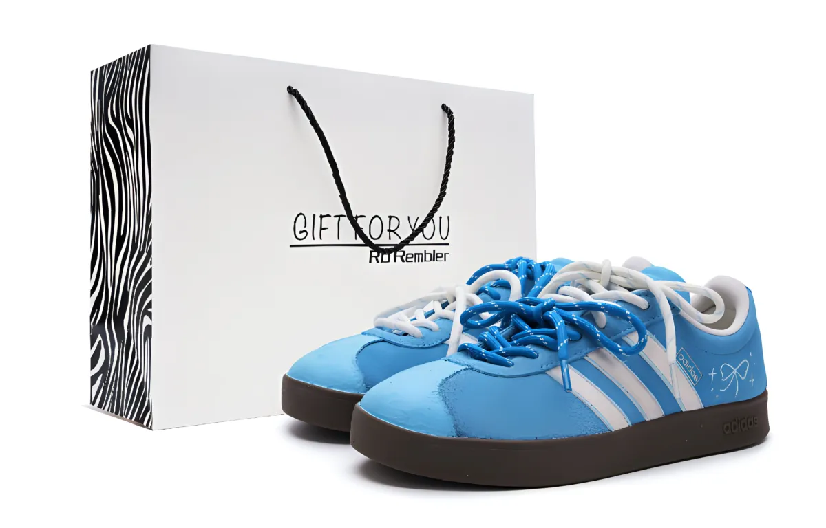 Adidas VL COURT 2.0 Slip Resistant Low top Skateboard Shoes Unisex Blue