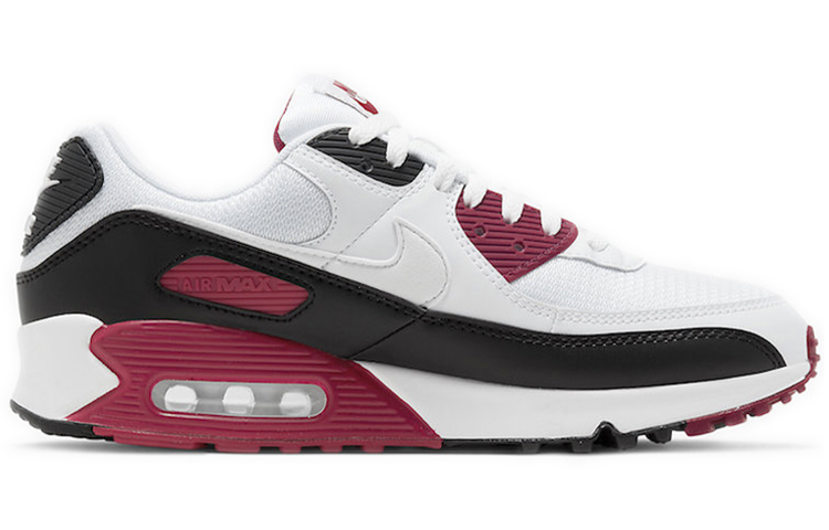Кроссовки Nike Air Max 90 New Maroon (бело-красные) — фото 2