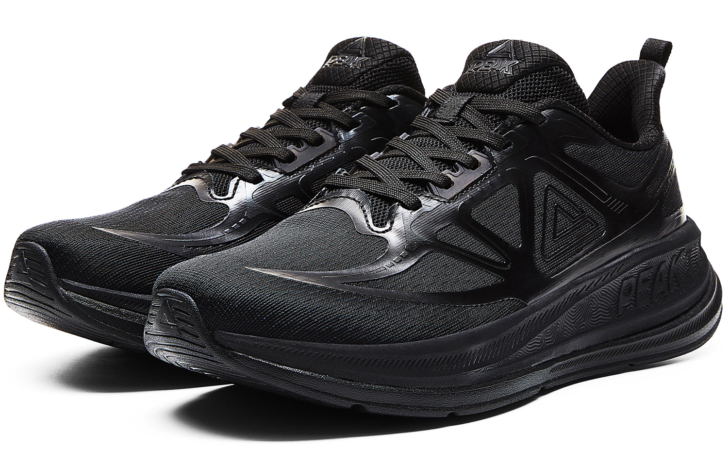 PEAK 24 Hours1.0 Cushioning Breathable Lightweight Rebound Low top Running Shoes Men’s All Black