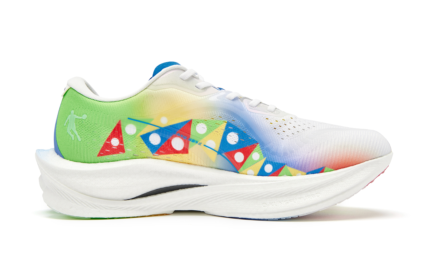 QIAODAN Strong Wind 3.0 Running Shoes Men’s Low Top Jordan White, Neon Green