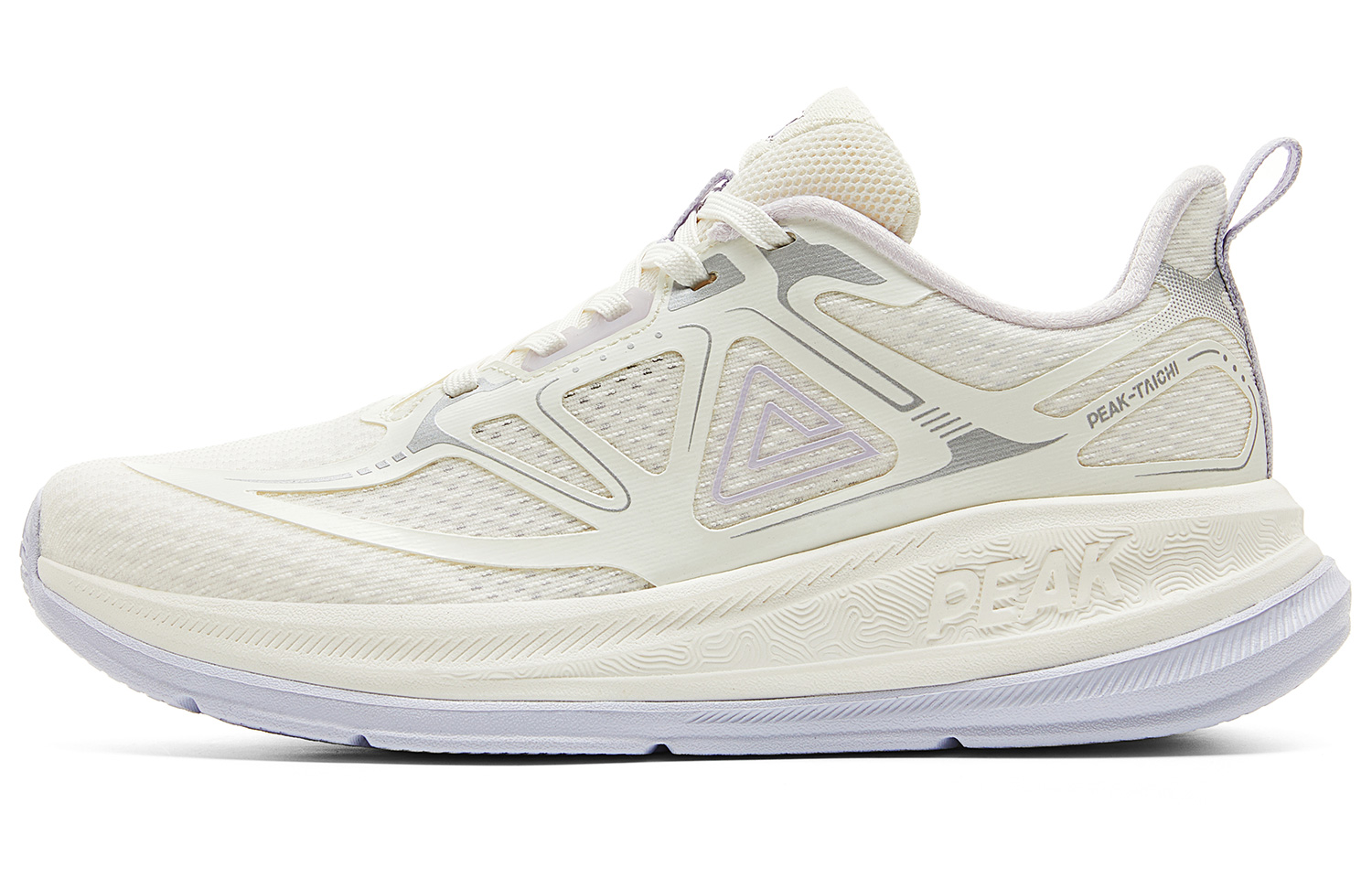 PEAK Cushioning Slip Resistant Abrasion Resistant Height Increasing Low top Running Shoes Women’s Ivory Purple