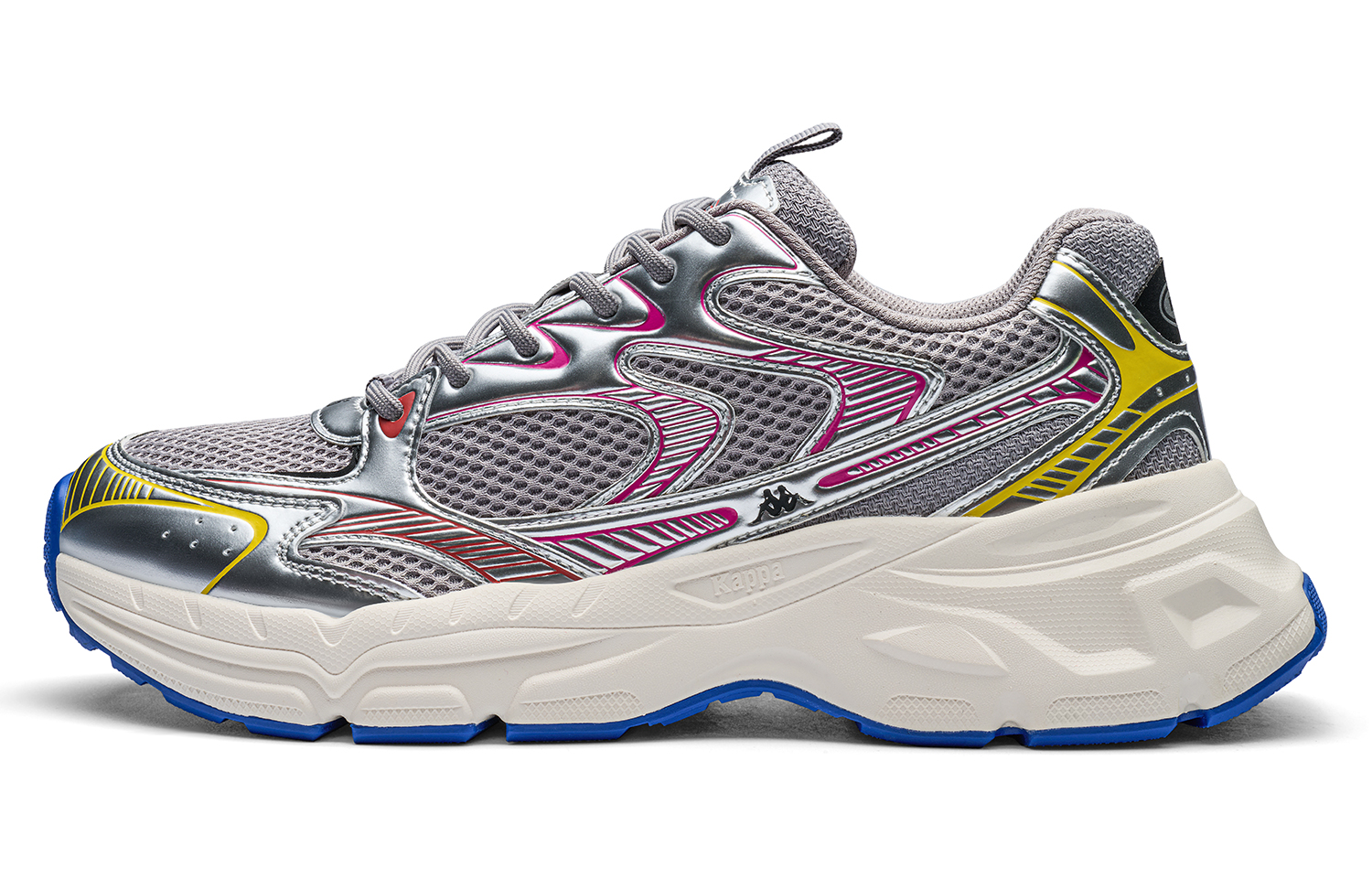 Kappa Kappa back-to-back hydrogen rail series Y2K retro running shoes, sports fashion, non-slip and wear-resistant, low-top running shoes, same style for men and women, quiet gray silver