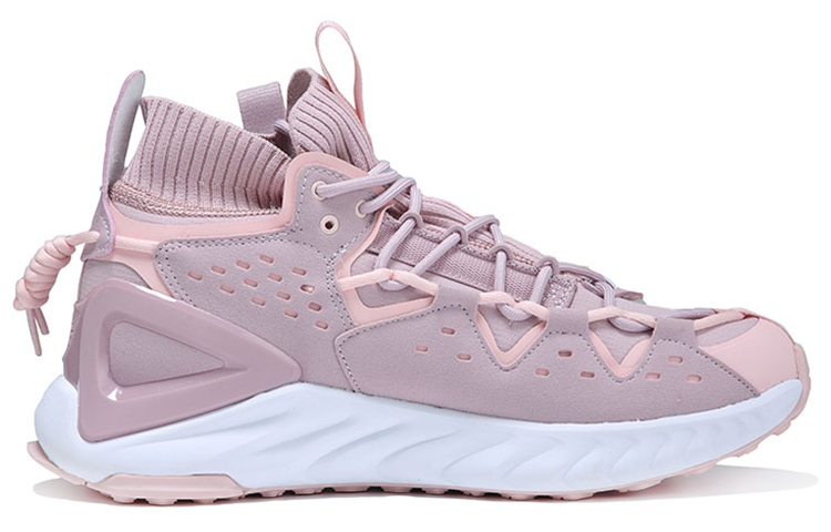 PEAK Cushioning Slip Resistant Abrasion Resistant Support Coverage Mid top Running Shoes Women’s Gray Pink