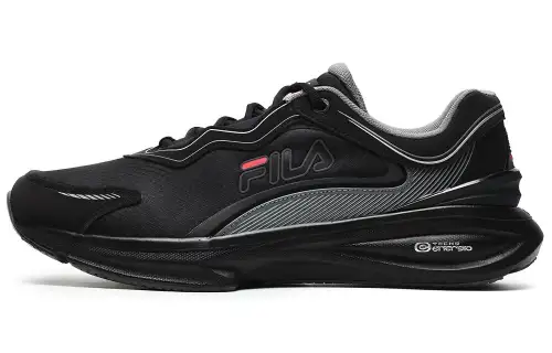 FILA Fila Athletics Energy sports comfortable fabric synthetic leather TPU shock-absorbing wear-resistant lightweight low-top running shoes men's black gray