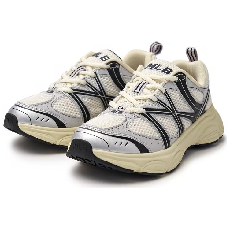 MLB Chunky Runner Ace Runner Abrasion Resistant Low top Running Shoes Unisex Beige Black