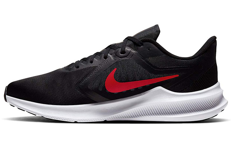 Nike Downshifter 10 4E round toe lace-up fabric shock-absorbing, non-slip and wear-resistant low-top running shoes for men, black and red