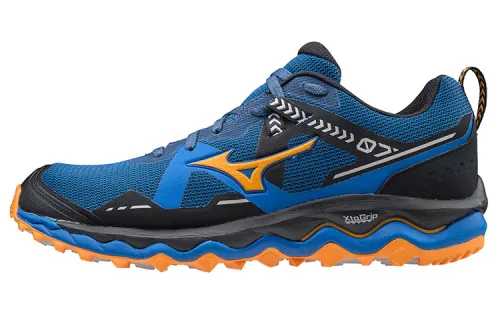 Mizuno Mujin 7 Trail Cushioning Slip Resistant Low top Running Shoes Men's Blue Yellow