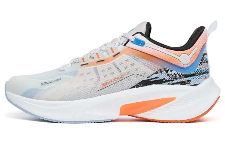 XTEP Fabric Abrasion Resistant, Breathable, Lightweight Low top Running Shoes Men's White Gray Blue