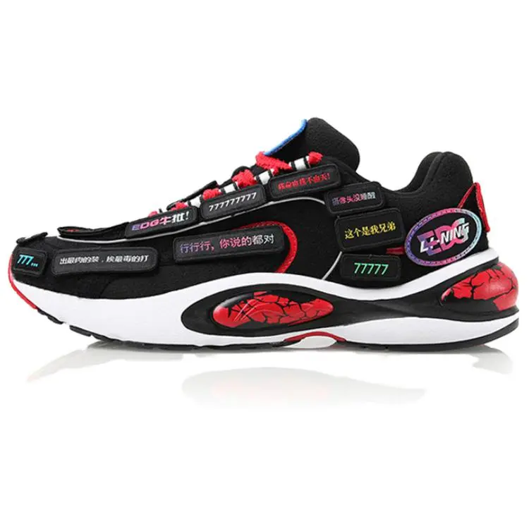 Li Ning V8 Slip Resistant Low top Running Shoes Women's Black Red