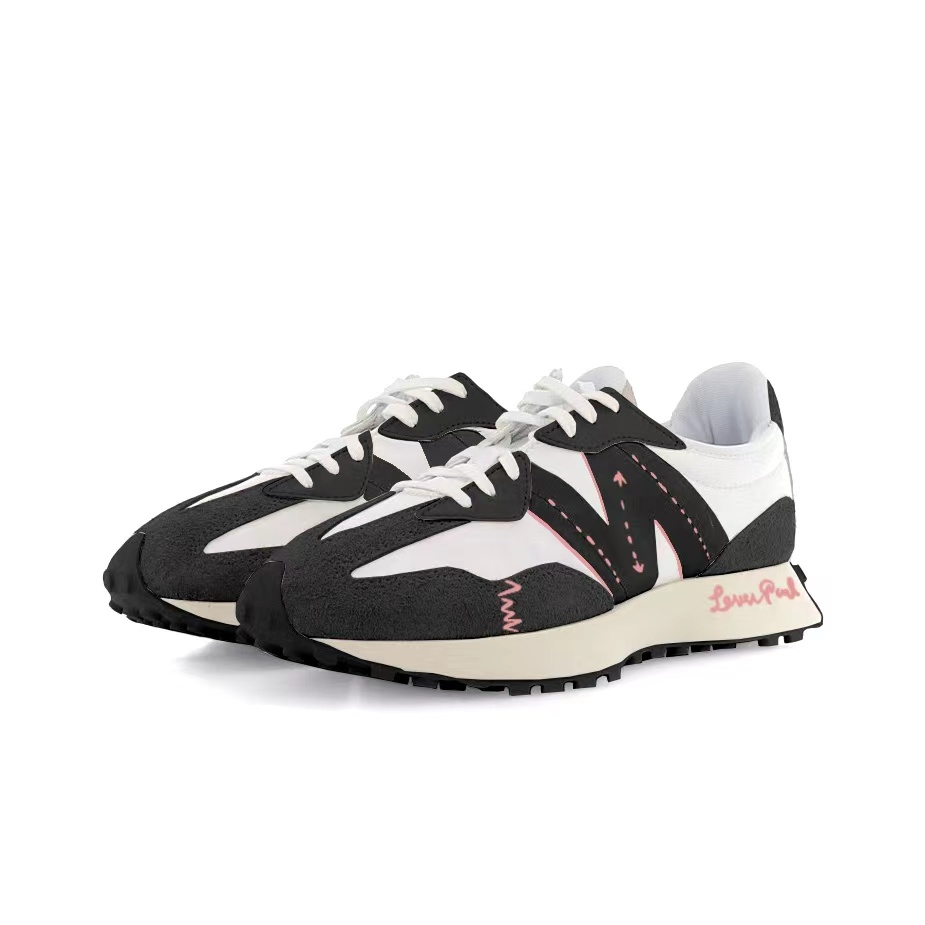 New Balance NB 327 Cushioning Abrasion Resistant Coverage Support Thermal Low top Running Shoes Unisex Black Pink