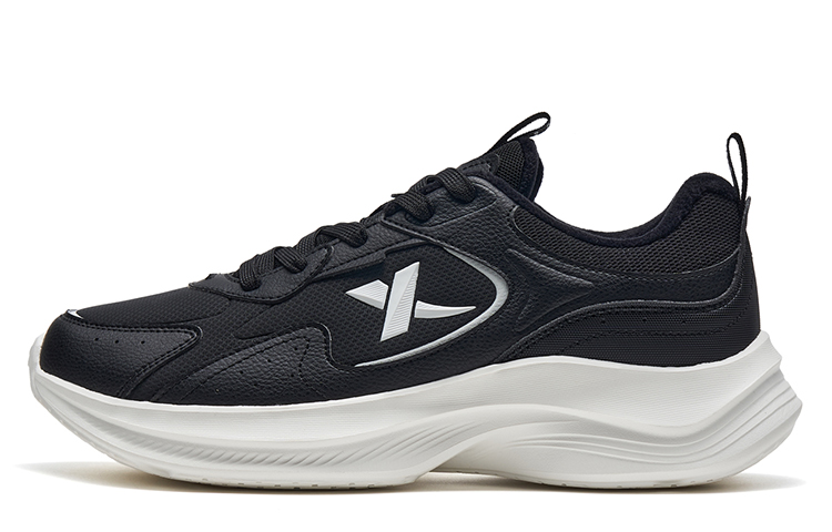 XTEP Comfortable Slip Resistant Abrasion Resistant Low top Running Shoes, Insulated Shoes Men’s Black Sail White