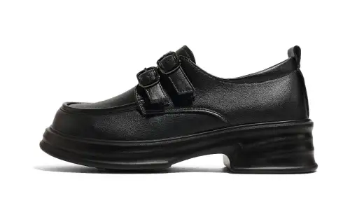 Fashionable universal black loafers, Lolita style