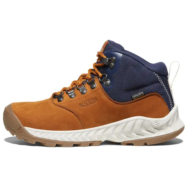 Keen NXIS EXPLORER MID WP Comfortable Slip Resistant Abrasion Resistant High top Outdoor Shoes Women's Brown Blue