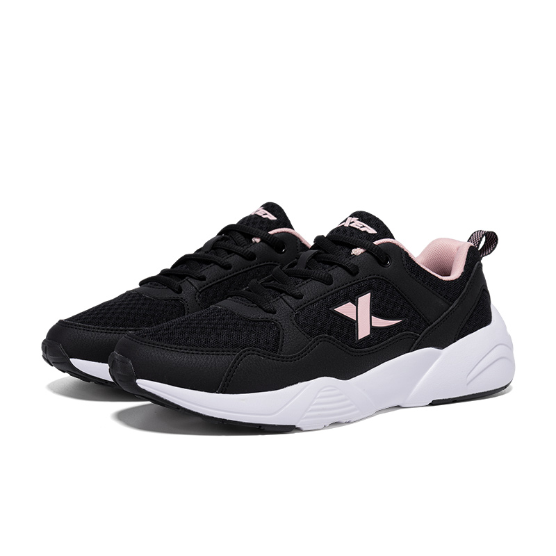 XTEP Breathable And Lightweight Low top Running Shoes Women’s Black Pink