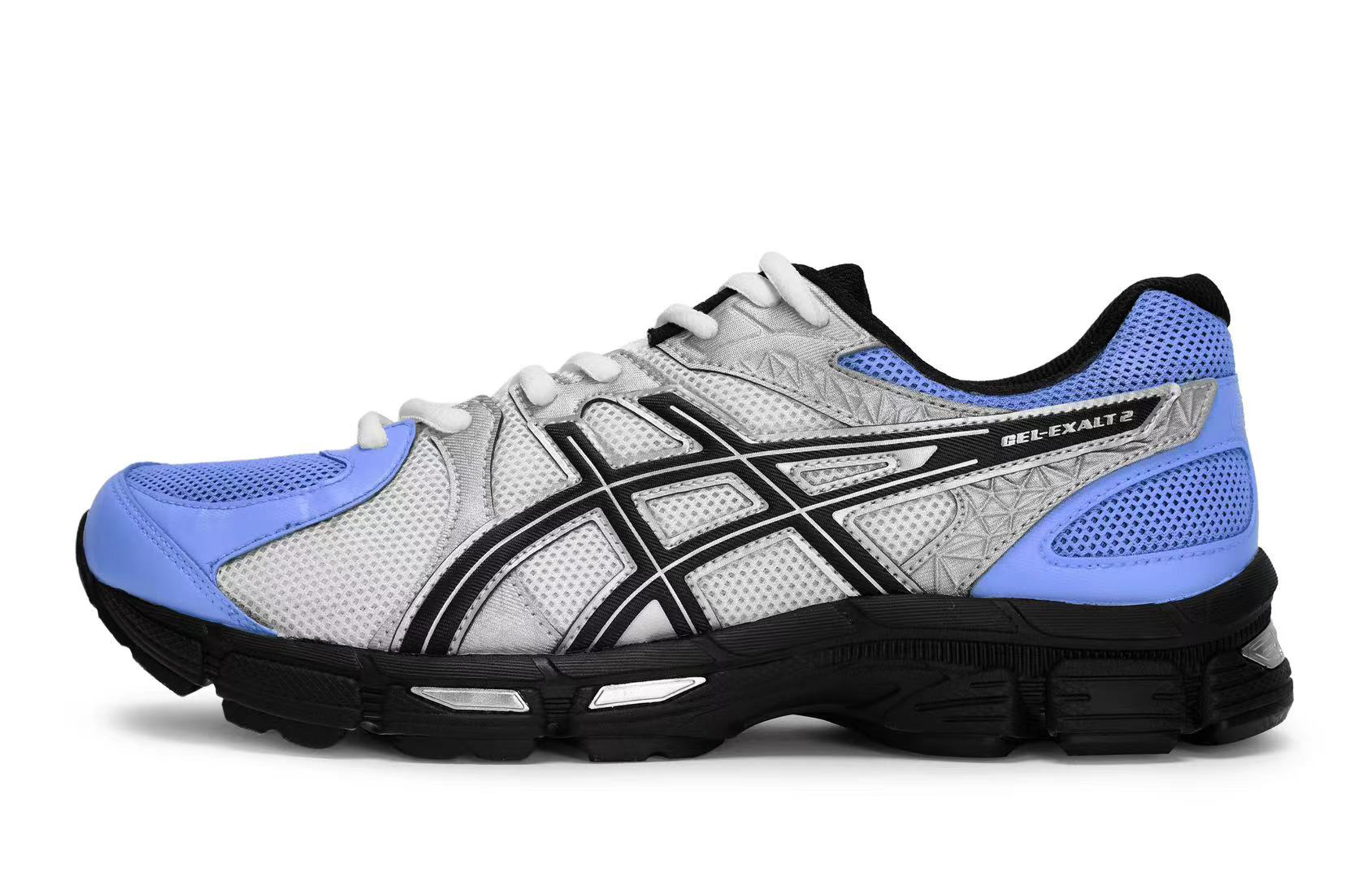 Asics Gel Exalt 2 Cushioning, Wear Resistant Low top Running Shoes Men’s Black Silver Blue
