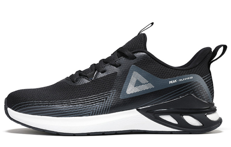 PEAK Mesh Cushioning Slip Resistant Abrasion Resistant Breathable Low top Casual Running Shoes Men’s Black