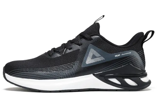 PEAK Mesh Cushioning Slip Resistant Abrasion Resistant Breathable Low top Casual Running Shoes Men's Black
