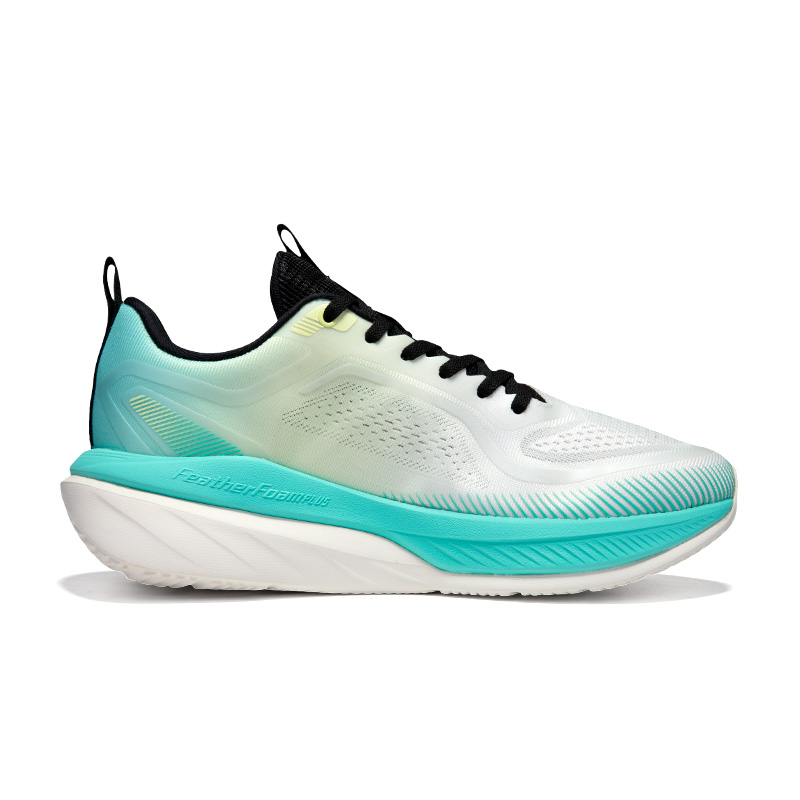 XTEP Cushioning Slip Resistant Lightweight Low top Casual Running Shoes Men’s White Cyan Yellow