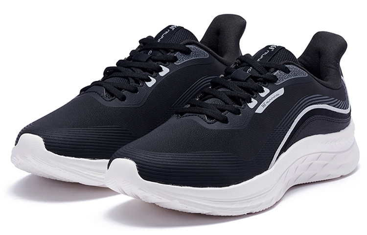 361° Cushioning Abrasion Resistant Lightweight Rebound Low Top Running Shoes Men’s Black Gray White