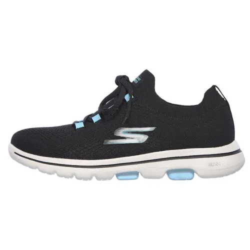 Skechers Go Walk 5 Comfortable Fabric Low top Running Shoes Women's Black Blue