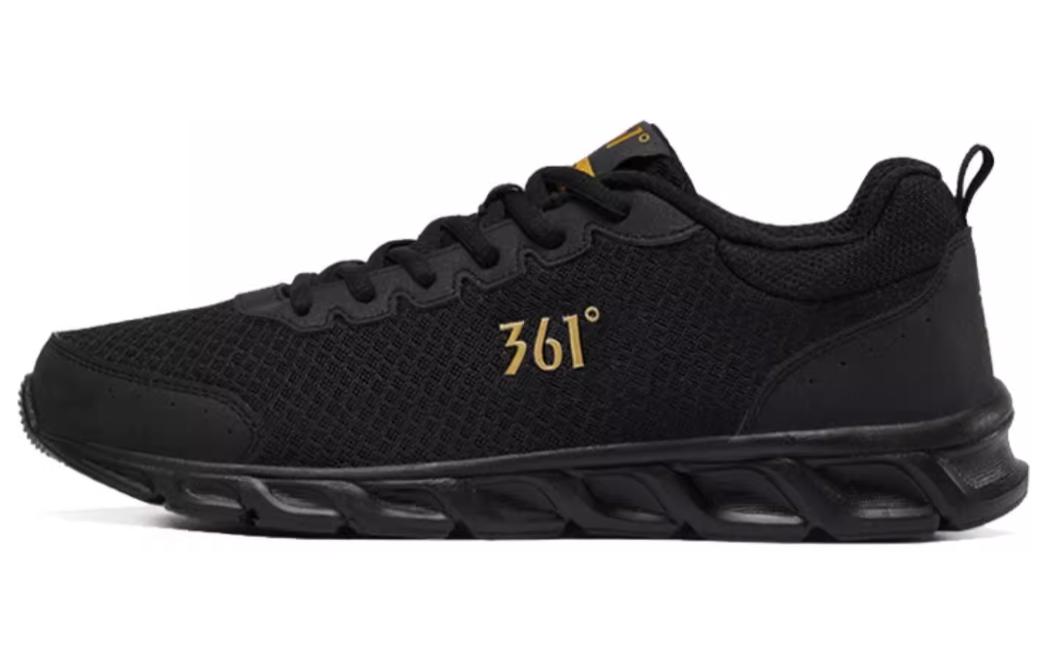 361° Comfortable Round Toe Abrasion Resistant Abrasion Resistant Running Shoes Men’s Black Gold