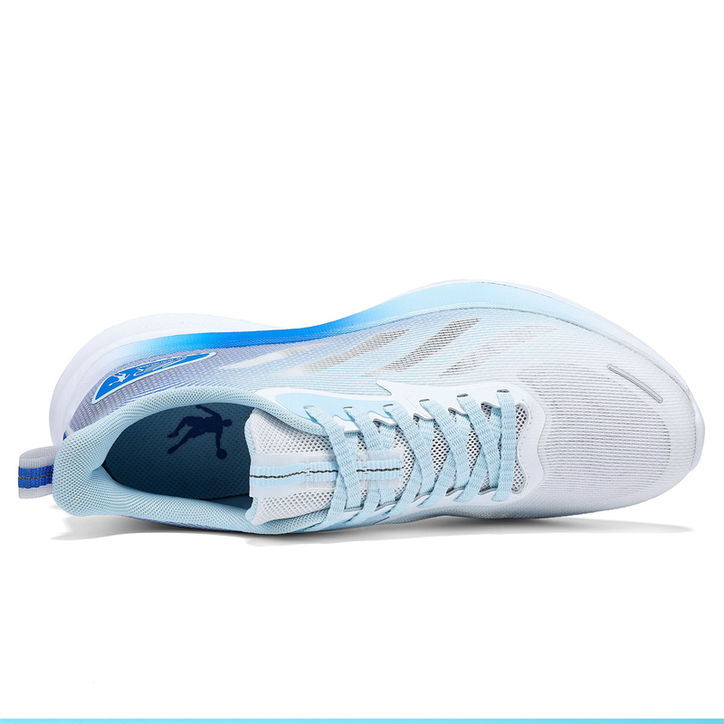 QIAODAN Cushioning Slip Resistant Abrasion Resistant Low top Casual Running Shoes Men’s White Blue