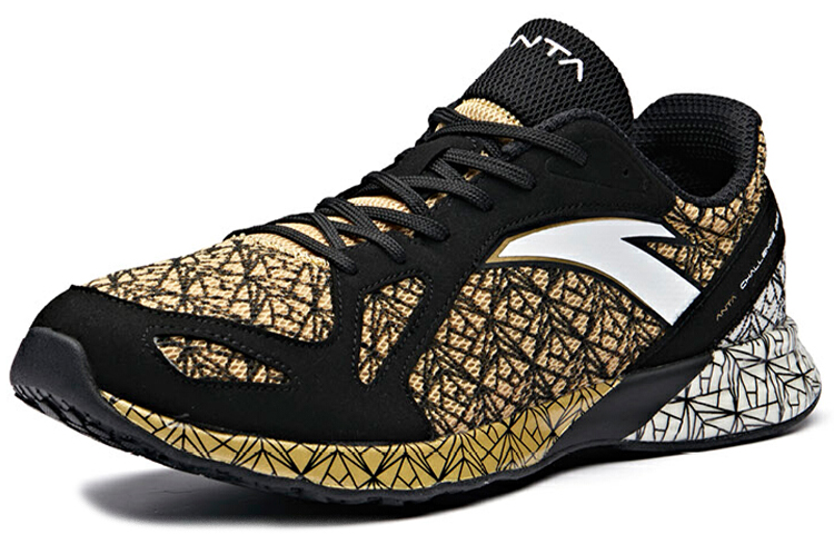 Anta Cushioning Slip Resistant Lightweight Cushioning Slip Resistant Lightweight Low top Running Shoes Men’s Black Gold