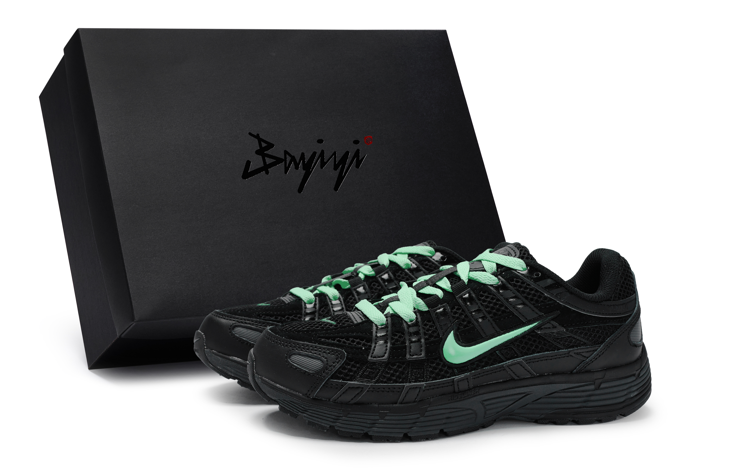Nike P 6000 Slip Resistant Low top Running Shoes Unisex Black Green