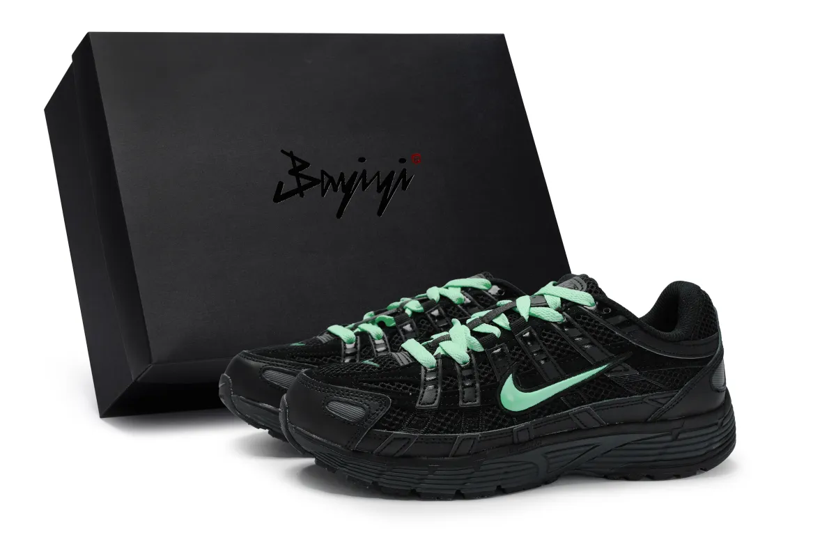 Nike P 6000 Slip Resistant Low top Running Shoes Unisex Black Green