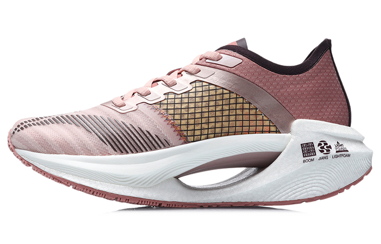 Li Ning Shadow Essential Cushioning Breathable Low top Running Shoes Women's Peach Orange Pink