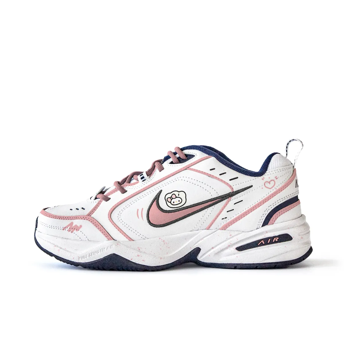 Nike Air Monarch 4 Slip Resistant Abrasion Resistant Low top Chunky Sneakers Unisex White Pink