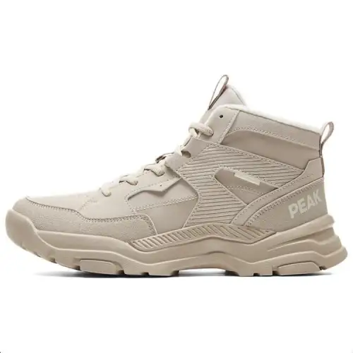 PEAK Flowing Rock Abrasion Resistant Height Increasing Rebound Mid top Outdoor Shoes Men's Greige