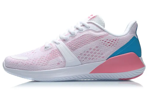 Li Ning Comfortable Slip Resistant Abrasion Resistant Cushioning Low top Running Shoes Women's White Pink